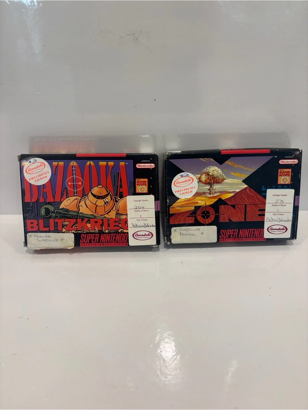 Nintendo (SNES) Game Box Set - Black / Red Artwork bazooka and xzone